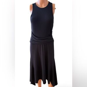 Anthropologie Black Ribbed Midi Dress